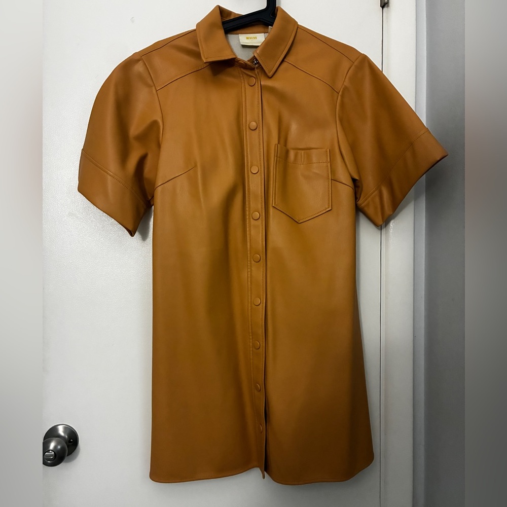 Anthropologie Leather Shirtdress